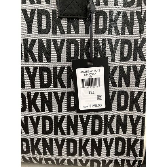 DKNY Hadlee Medium LARGE Tote LOGO Crossbody BLACK GRAY White Handbag Purse - Picture 14 of 16